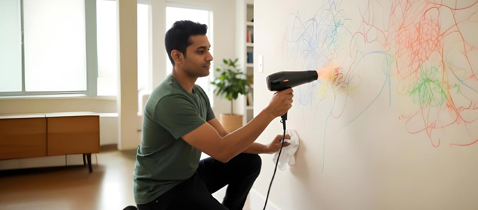 Crayon marks on wall